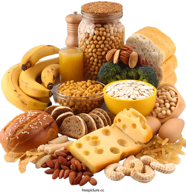 [Transparent Background PNG]Variety of Food Products on White Background