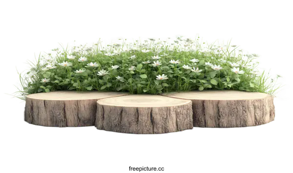 [Transparent Background PNG]Wooden Stump Garden Design Illustration