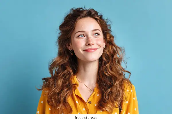 Smiling Woman with Curly Hair