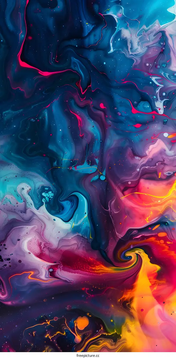 Abstract Acrylic Painting Swirls and Vibrant Colors