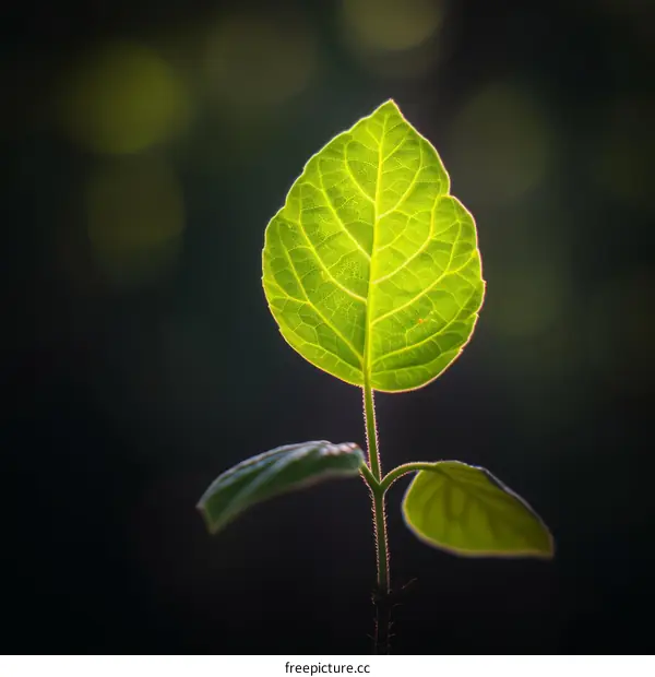 The veins of a leaf are illuminated by the sun