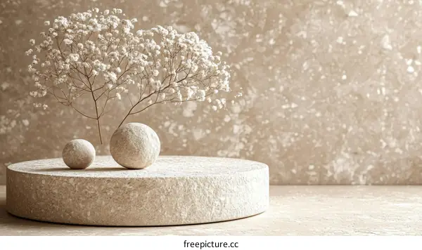 Beige Minimalist Dried Flower Arrangement Display
