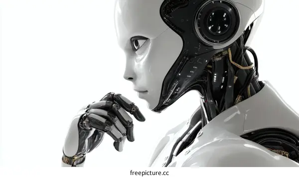 Thoughtful Artificial Intelligence Robot Illustration