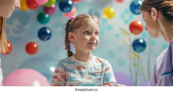 Little girl with a cute smile looking at her mom