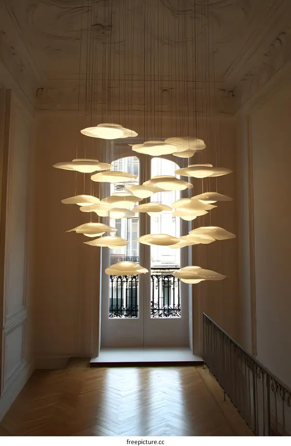 Modern Cloud-Shaped Chandelier in a Luxurious Interior