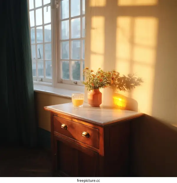 Warm Sunlight Illuminating a Cozy Room