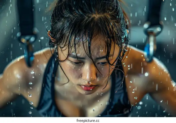 Close Up Portrait of Woman Sweating While Exercising