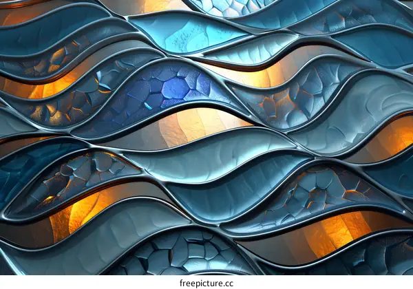 Blue and orange wavy glass texture