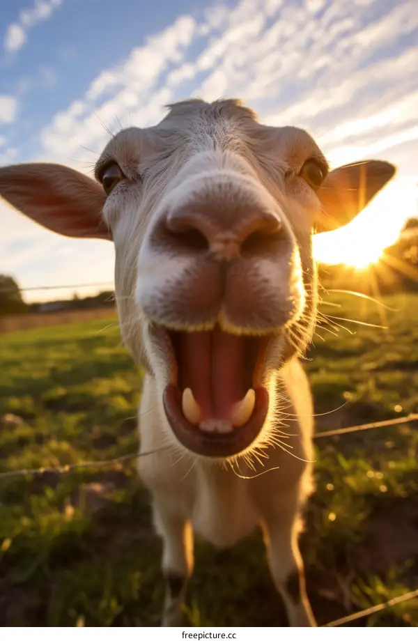 Goat with Mouth Wide Open Bleating