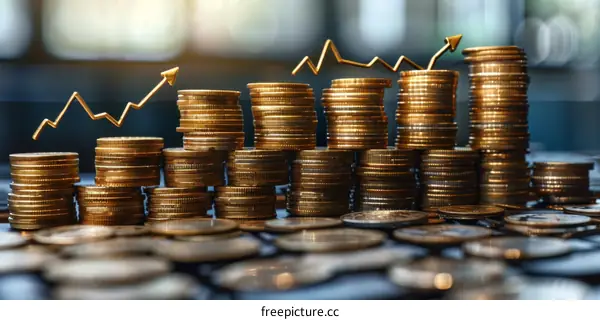 Rising Gold Coin Stacks: Growth & Investment