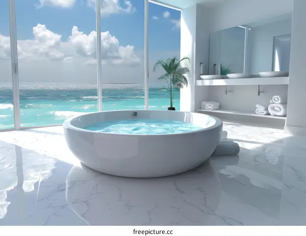 Modern Coastal Ocean View Bathroom