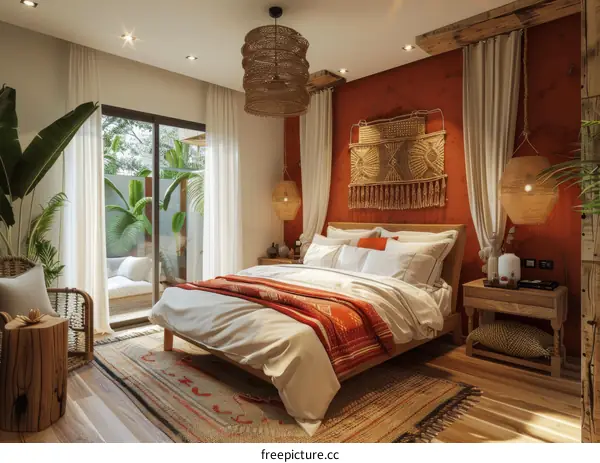 Bohemian Bedroom Interior Design Illustration