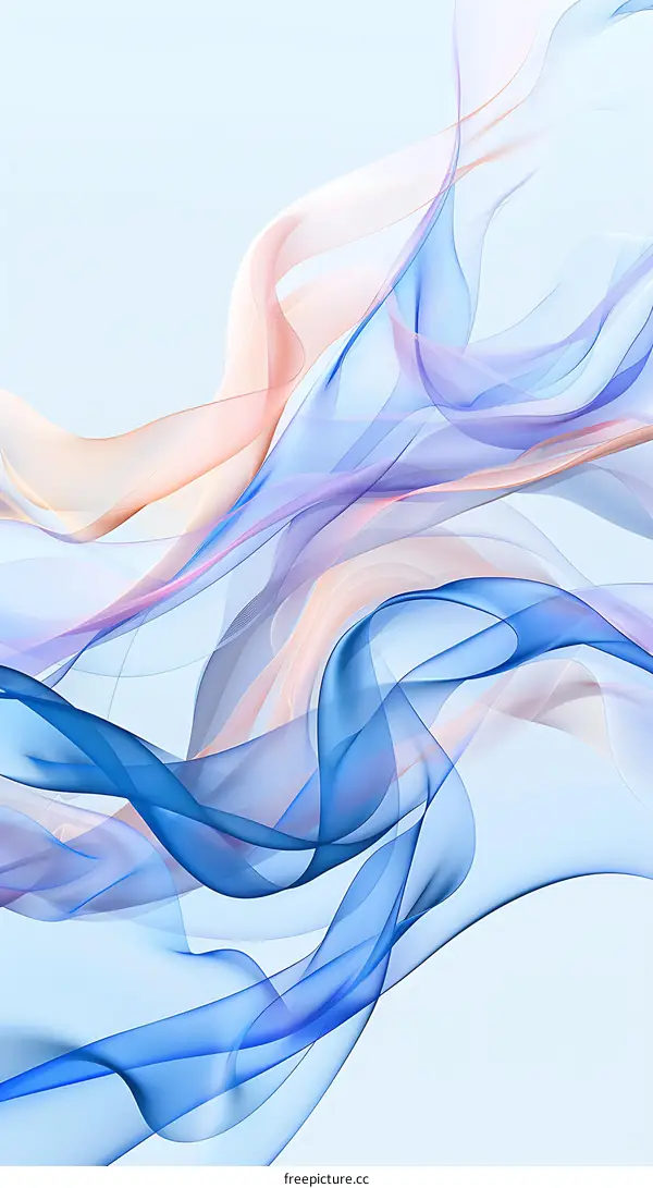 Abstract Blue and Pink Wavy Lines on Light Blue Background