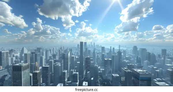 Modern Metropolis Skyline with Towering Skyscrapers