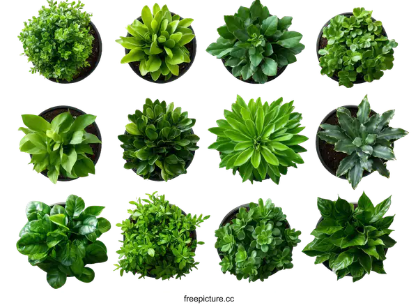 [Transparent Background PNG]Variety of Houseplants in Pots