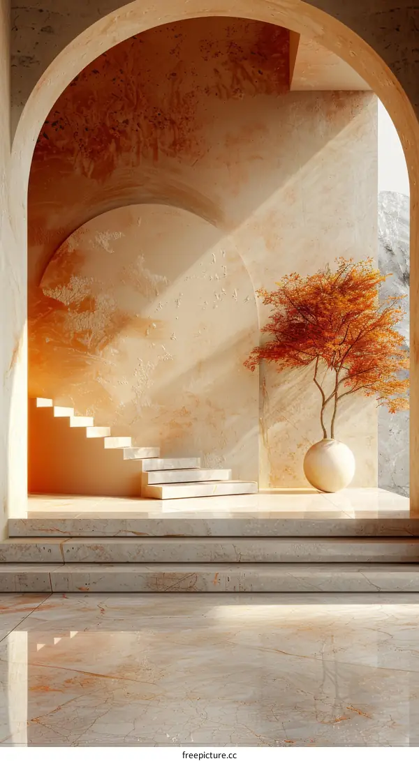 Modern Minimalist Beige Interior Staircase