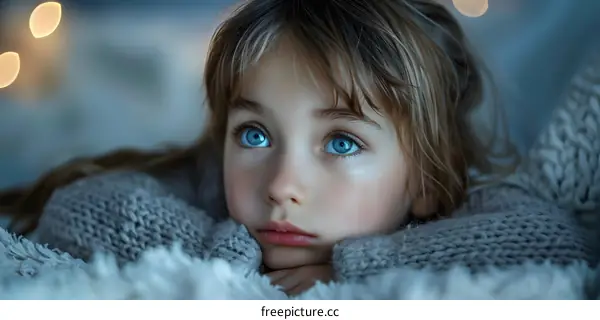 Portrait of a beautiful child with blue eyes
