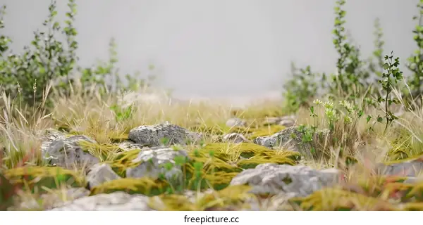 Close Up View Of Rocks And Grass