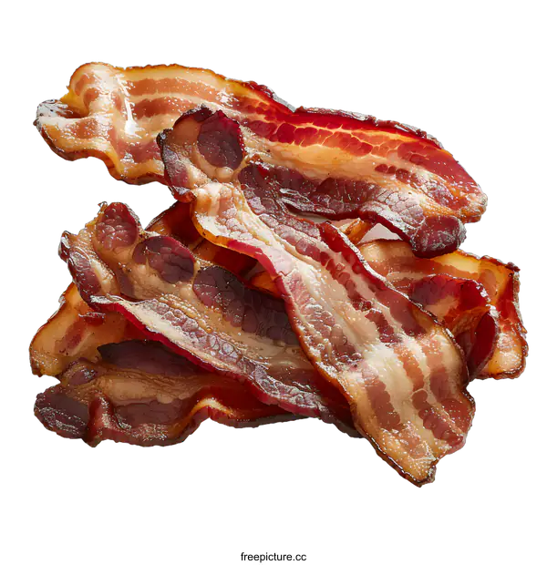 [Transparent Background PNG]Close-up of slices of cooked bacon