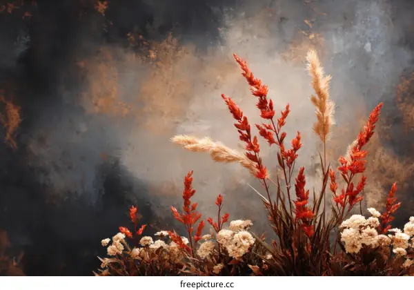 Autumnal Floral Arrangement on a Textured Background