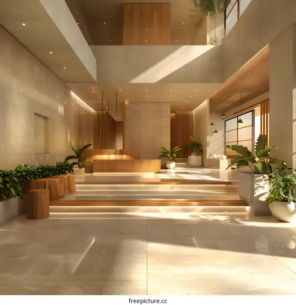 Modern Minimalist Lobby Interior Design With Natural Light