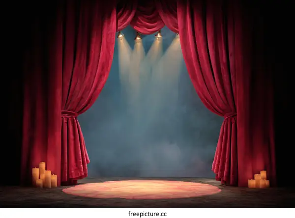 Grand Red Velvet Theatre Curtain Stage