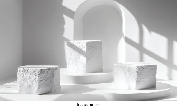 White Stone Product Display Stand Minimalist Scene