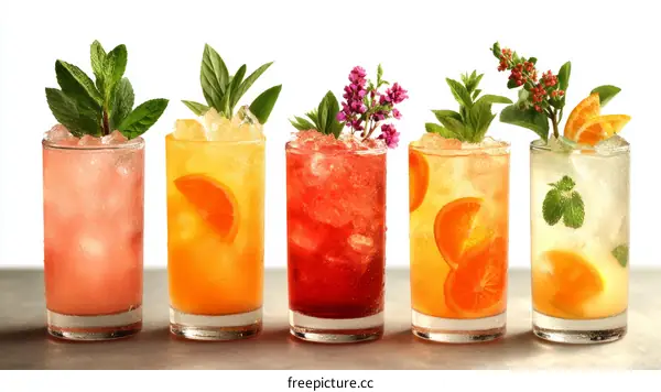Refreshing Summer Cocktails in Glasses