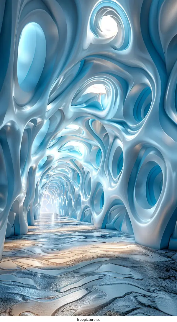 Blue organic tunnel in space