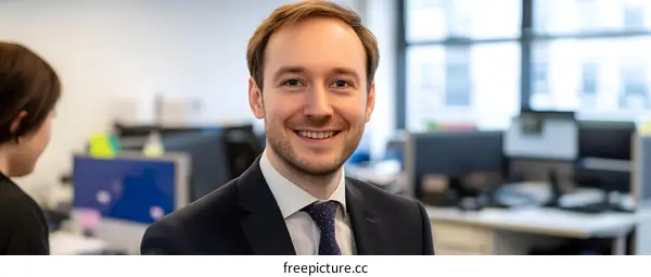Smiling Businessman in an Office Setting