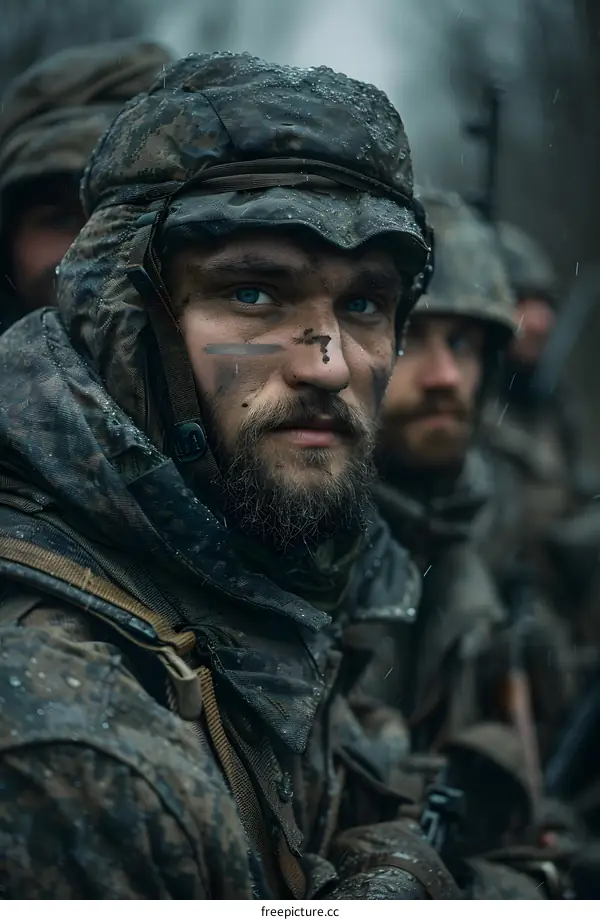 Portrait of a soldier in the forest