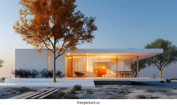 Modern Minimalist House Design with Large Windows