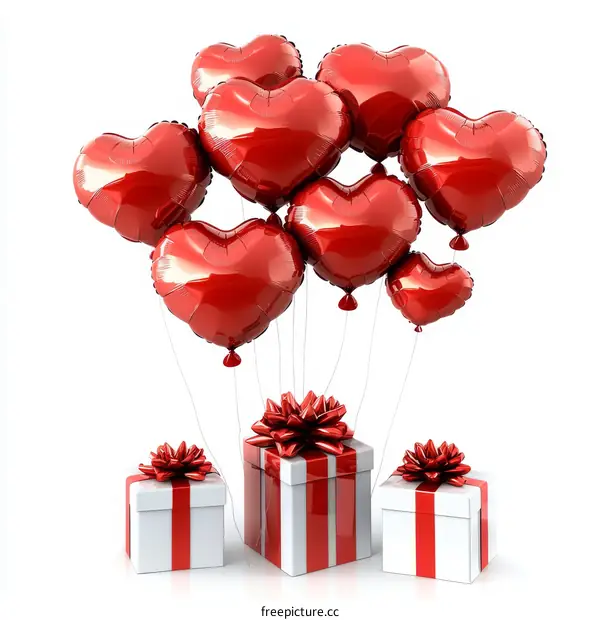 Red Heart Balloons and Gifts Illustration