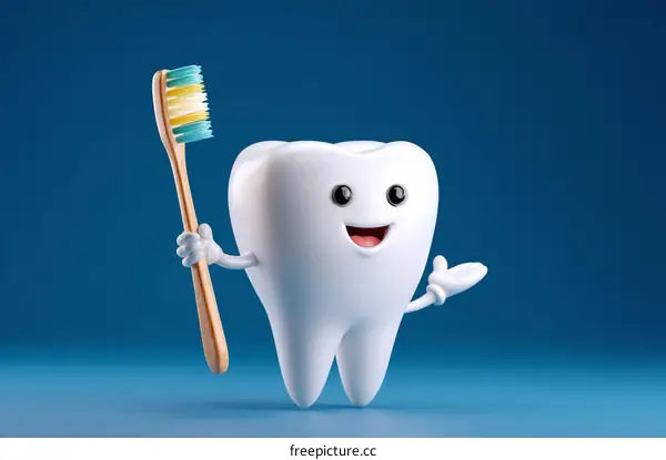 Toothbrush and Tooth Illustration for Dental Health