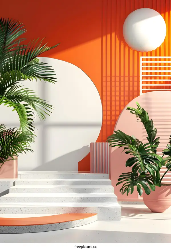 Abstract Minimalist Geometric Shapes with Plants