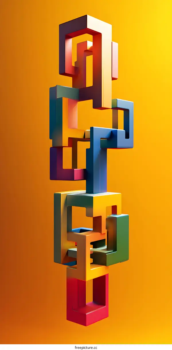 Abstract Geometric Shapes With Colorful Interlocking Cubes
