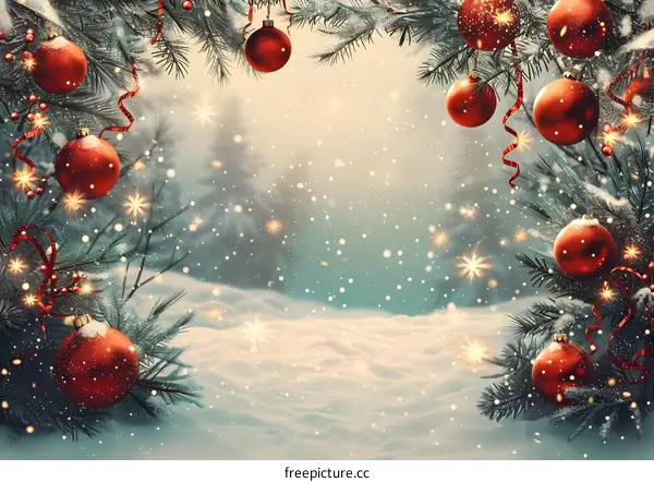 Christmas background with red balls