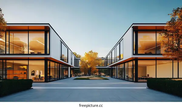 Modern Office Building Complex with Courtyard