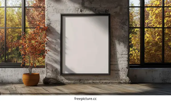 Blank Picture Frame in Industrial Style Interior