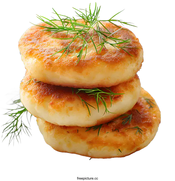 [Transparent Background PNG]three potato pancakes with dill