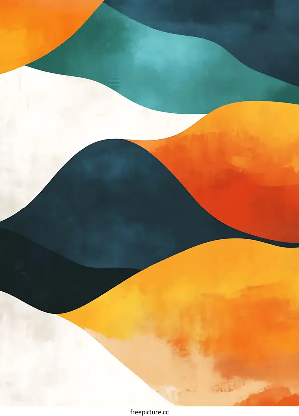 Abstract Art Illustration With Orange Yellow Blue Green and White Colors