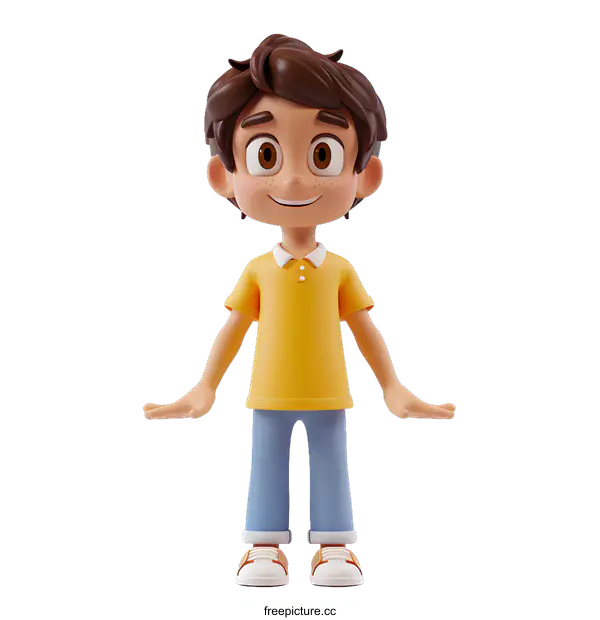 [Transparent Background PNG]3d rendering of a cute cartoon boy