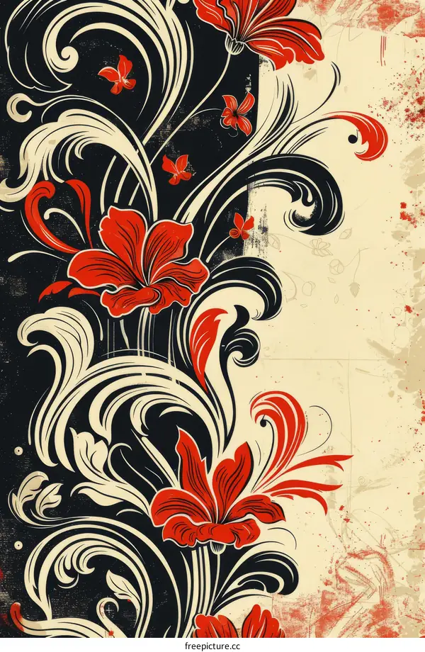 Hand-Painted Vintage Floral Decorative Painting