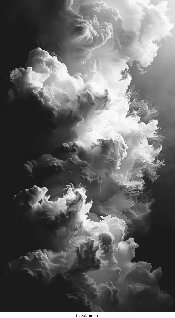 Dramatic Black and White Abstract Storm Cloud Painting