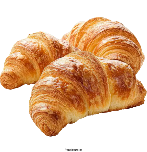[Transparent Background PNG]Delicious Fresh Croissants on a White Background