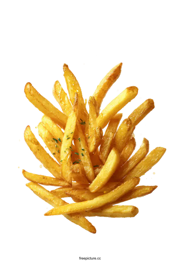 [Transparent Background PNG]Delicious Crispy French Fries in Motion