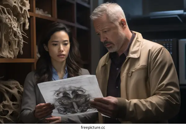 Two people looking at a medical scan