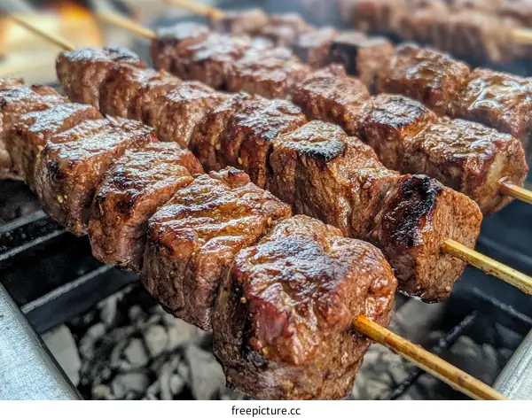 Grilled Beef Skewers on the BBQ Grill