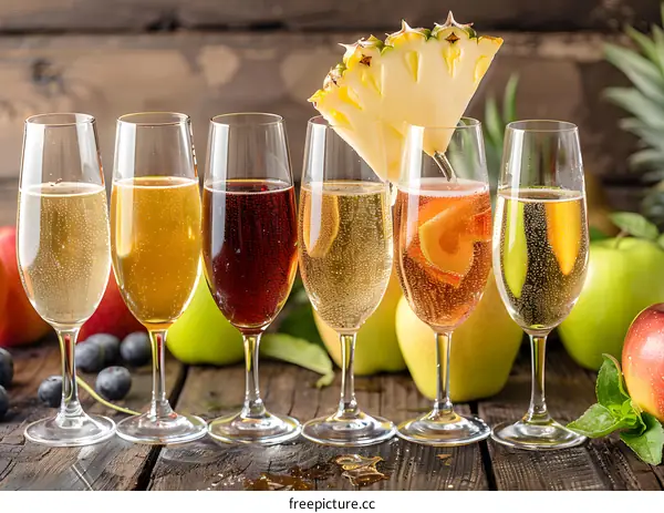 Sparkling Apple Cider with Pineapple and Fruits
