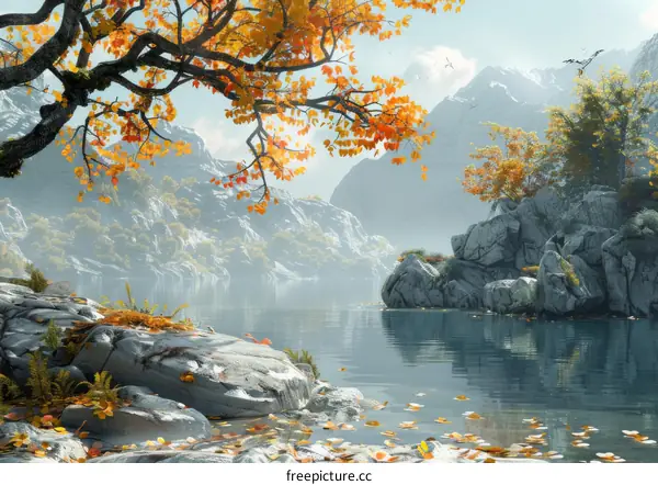 Tranquil Autumn Mountain Lake